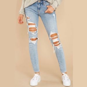 Eunina Light Wash Distressed Ripped Skinny Denim Jeans